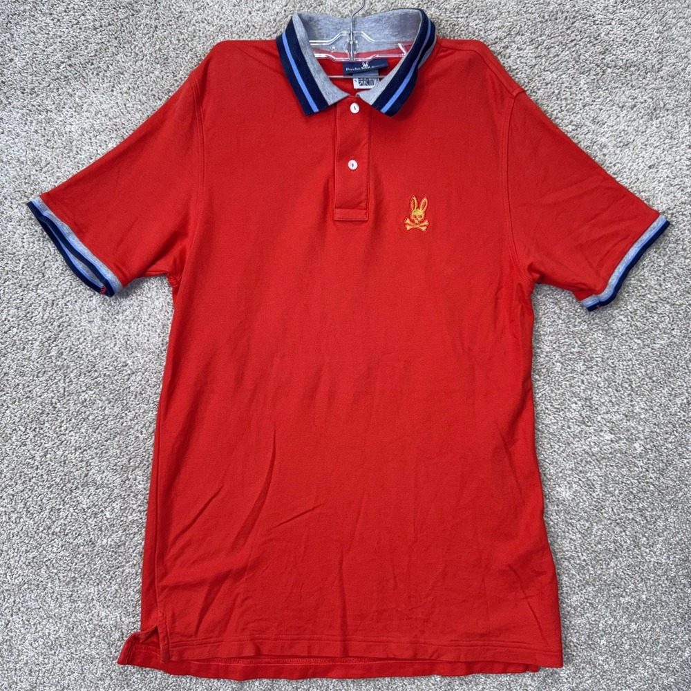 Psycho Bunny Polo Shirt Mens 5 Large Red Short Sleeve Pima Cotton EUC
